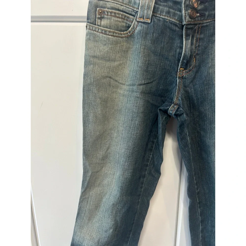 Gap Low Rise Cropped Jeans Medium Wash Double Button Denim Pants